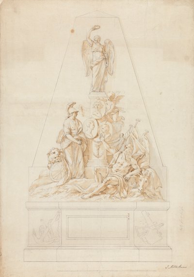 Studie för monumentet till sjökaptenerna William Bayne, William Blair och Lord Robert Manner av Joseph Nollekens