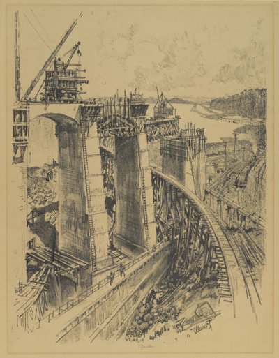 Närmar sig Gatun Lock, 1912 av Joseph Pennell