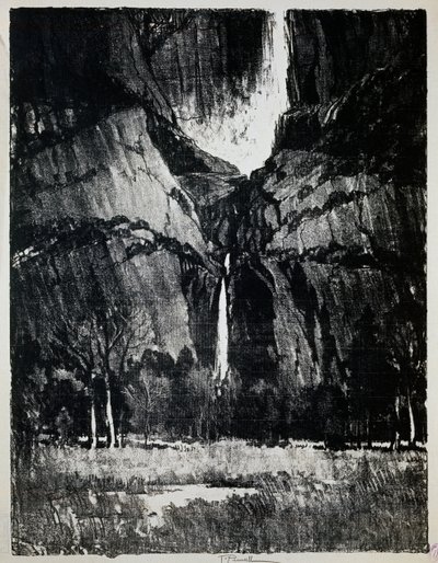Vid foten av vattenfallet, av Joseph Pennell (1857-1926), gravyr av Joseph Pennell