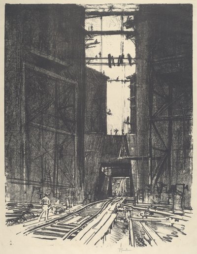 På botten av Gatun Lock, 1912. av Joseph Pennell