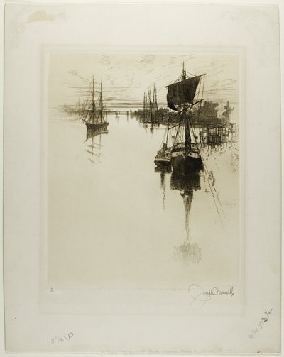 Nedanför Chestnut Street Bridge, Philadelphia av Joseph Pennell