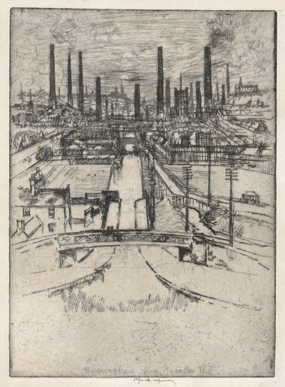 Birmingham från Granlley Hill av Joseph Pennell