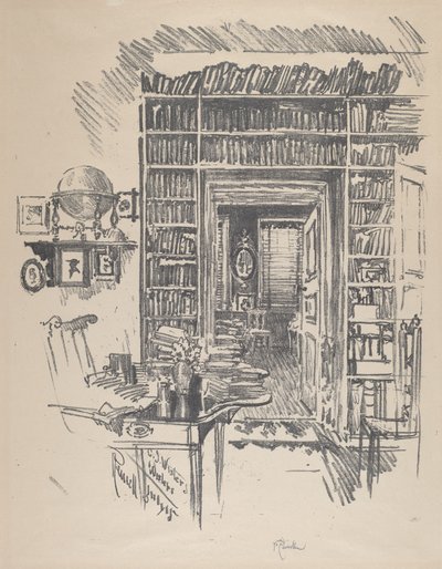 Biblioteksrum hos dr Wister av Joseph Pennell
