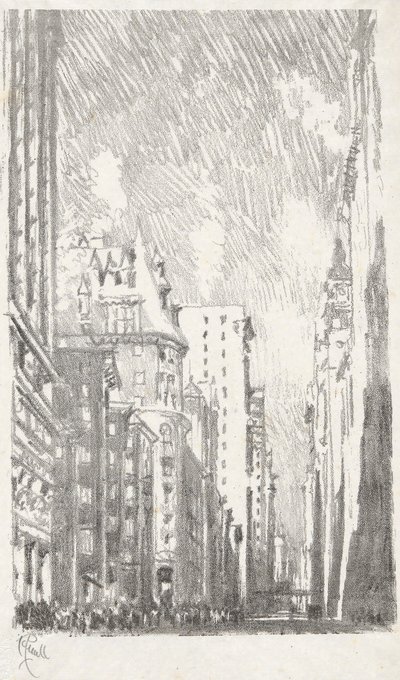 Broadway från Bowling Green, #2 i Iconophile Club Collection av Joseph Pennell