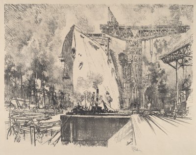 Bygger Bismarck, Hamburg av Joseph Pennell