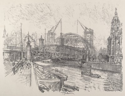 Bygger Friedrichstrasse Station, 1921. av Joseph Pennell