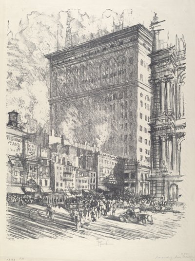 Rådhustorget och Wanamaker-byggnaden av Joseph Pennell
