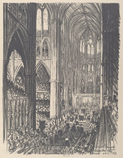 Kröning av kung George V och drottning Mary i Westminster Abbey av Joseph Pennell