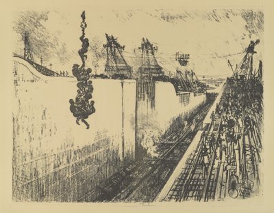 Dinner Time, Gatun Lock, 1912 av Joseph Pennell