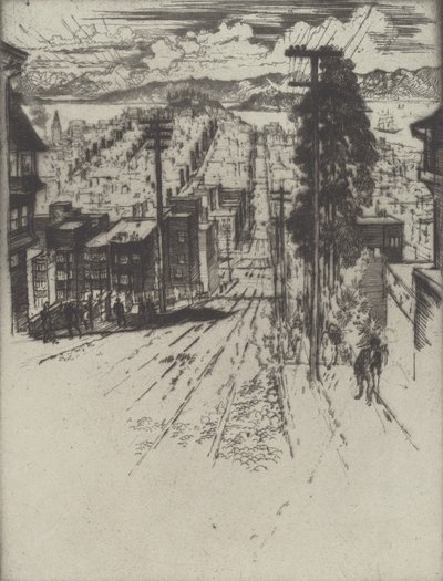 Down and Up the Hills to the Bay, San Francisco, 1912. av Joseph Pennell