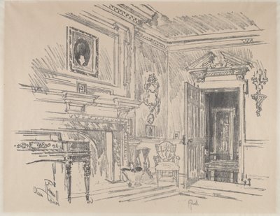 Salongen i Cliveden, 1912. av Joseph Pennell