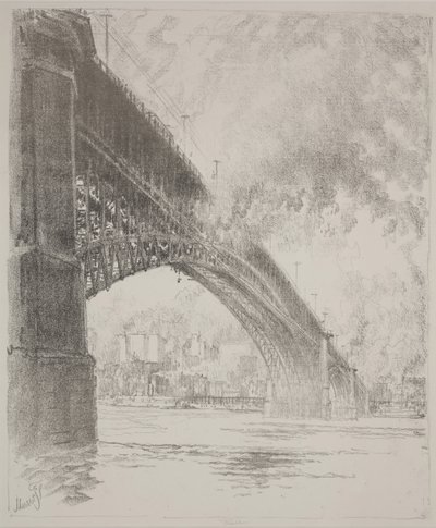 East Bridge, St Louis av Joseph Pennell