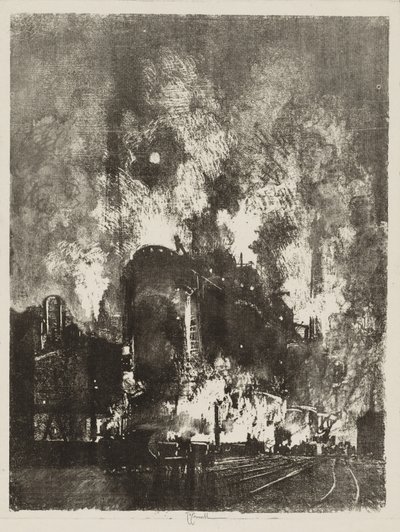 Engelska War Work: Furnaces at Night av Joseph Pennell