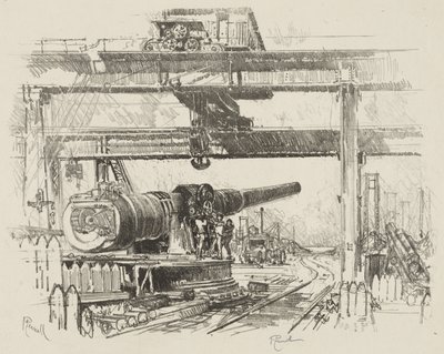 Engelska krigsarbete: Gun-Testing av Joseph Pennell