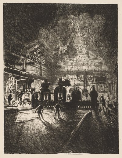 English War Work: In the Jaws of Death, Rolling Bars for Shells av Joseph Pennell