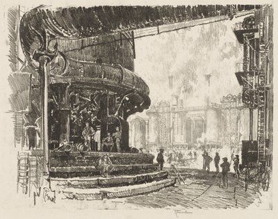 Engelska krigsarbetet: Making Pig Iron, The Base of the Blast Furnaces av Joseph Pennell