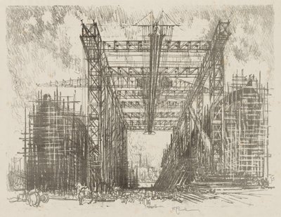 English War Work: The Gantry (A Merchant Shipyard) av Joseph Pennell