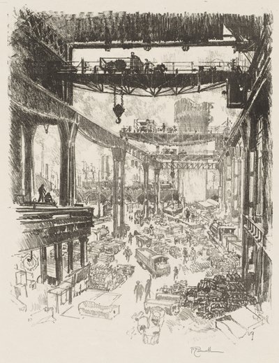 Engelska krigsarbetet: The Great Tower, Pig Iron av Joseph Pennell