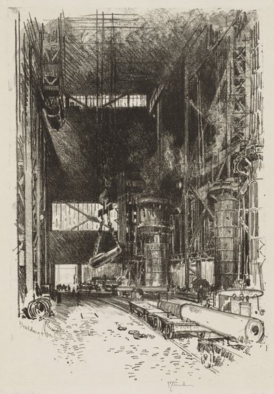 Engelska krigsarbetet: The New Gun Pit av Joseph Pennell