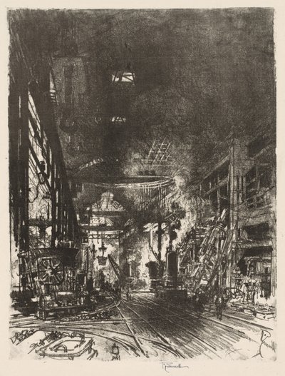 Engelska krigsarbete: Within the Furnaces av Joseph Pennell