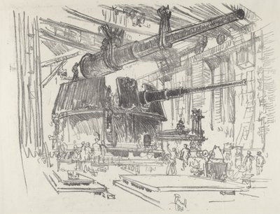 Fitting Guns in Turrets, 1916. av Joseph Pennell