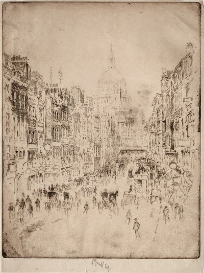 Fleet Street, upp till St. Pauls, 1896. av Joseph Pennell