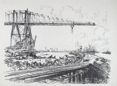 Franska kanalen och amerikanska tranor, 1912. av Joseph Pennell