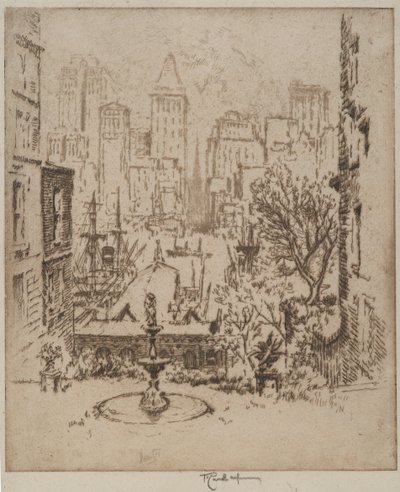 Från Clark Street till Wall Street, 1924 av Joseph Pennell