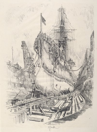 I torrdockan, 1917. av Joseph Pennell