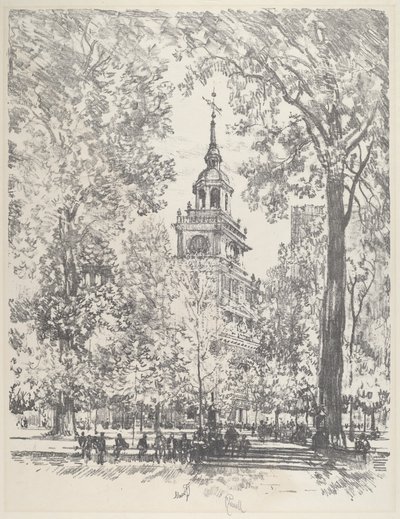 Independence Square och State House, 1912. av Joseph Pennell