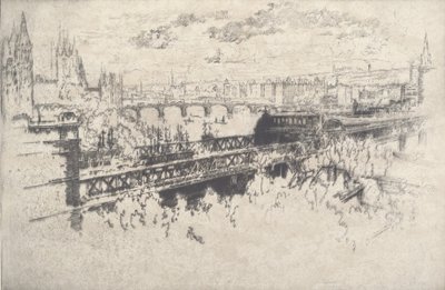 London över Charing Cross Bridge, 1910. av Joseph Pennell