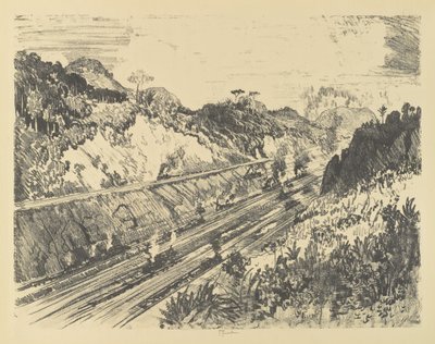 Looking Up the Cut från Bad Obispo av Joseph Pennell