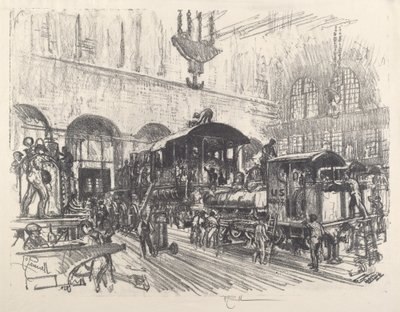 Att göra krigslokomotiv, 1917. av Joseph Pennell