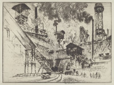 Gruvans mynning, Ruhrort nära Oberhausen av Joseph Pennell