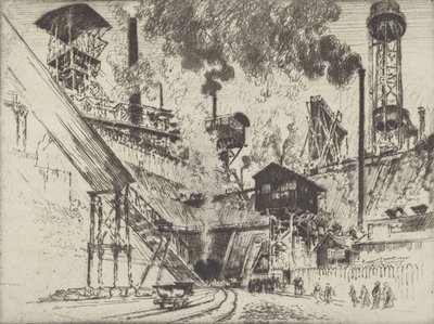 Gruvans mynning, Ruhrort nära Oberhausen, 1910. av Joseph Pennell