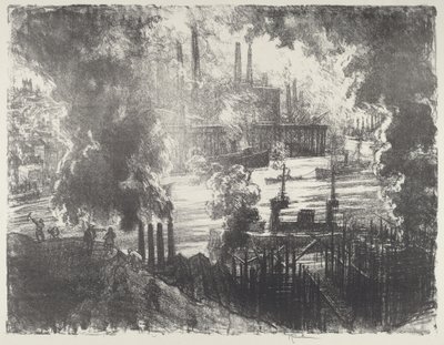 Munitions River, 1916. av Joseph Pennell