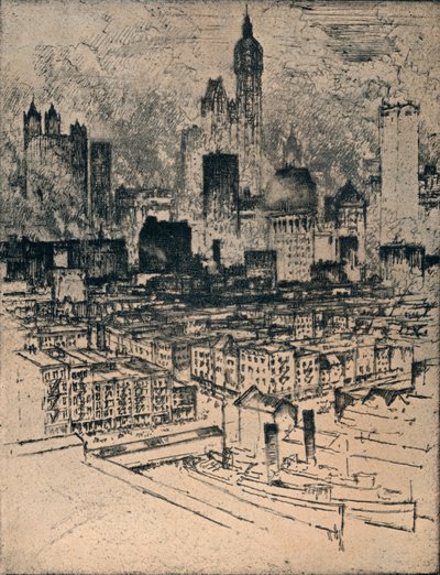 New York från Brooklyn Bridge, c1908 av Joseph Pennell