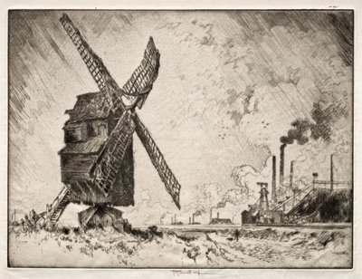 Old and New Mills, Valenciennes, Frankrike av Joseph Pennell