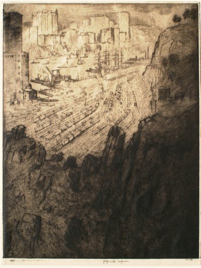 Palisades och palats, New York av Joseph Pennell