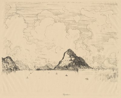 Panama: Ingång till kanalen från Stilla havet, 1912. av Joseph Pennell