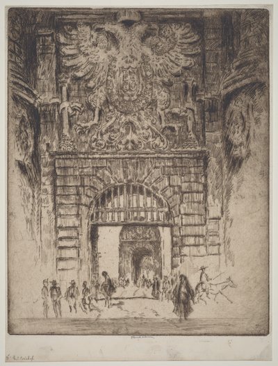 Puerta de Bisagra, Madridporten, Toledo av Joseph Pennell