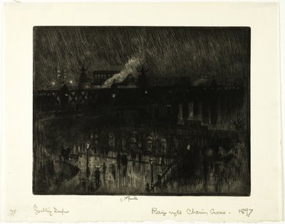 Regnig natt, Charing Cross Station av Joseph Pennell