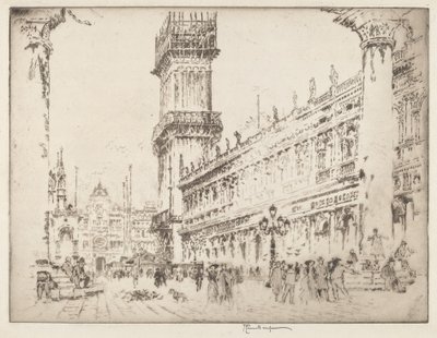 Återuppbyggnad av Campanile, Venedig, No.II av Joseph Pennell
