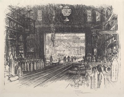 Skalfabrik, No.II, 1917. av Joseph Pennell