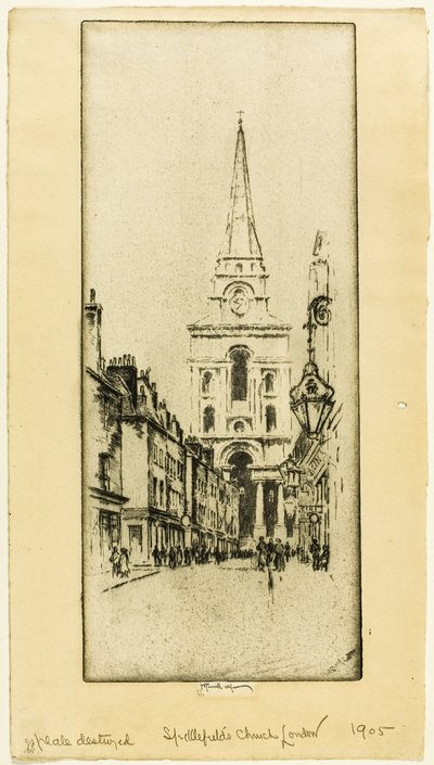 Spitalfields kyrka av Joseph Pennell