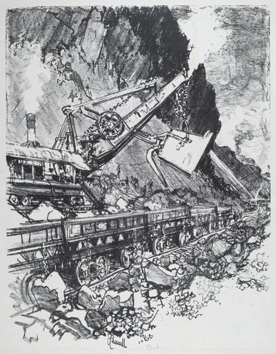 Steam Shovel in the Cut vid Bas Obispo, 1912. av Joseph Pennell