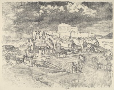 Storm bakom Akropolis av Joseph Pennell