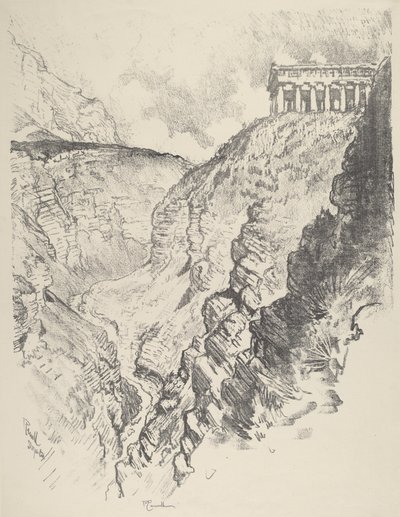 Templet över kanonen, Segesta, 1913. av Joseph Pennell