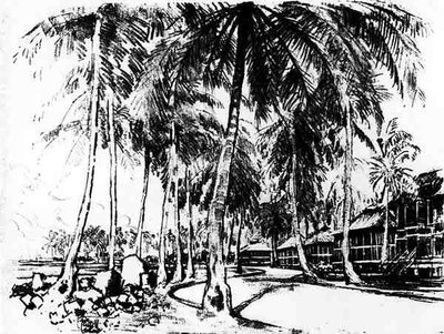 The American Quarter, skylt I från Panamakanalen av Joseph Pennell, 1912 (kol på papper) av Joseph Pennell