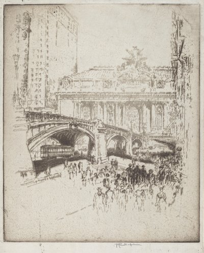 Tillvägagångssättet till Grand Central, New York av Joseph Pennell